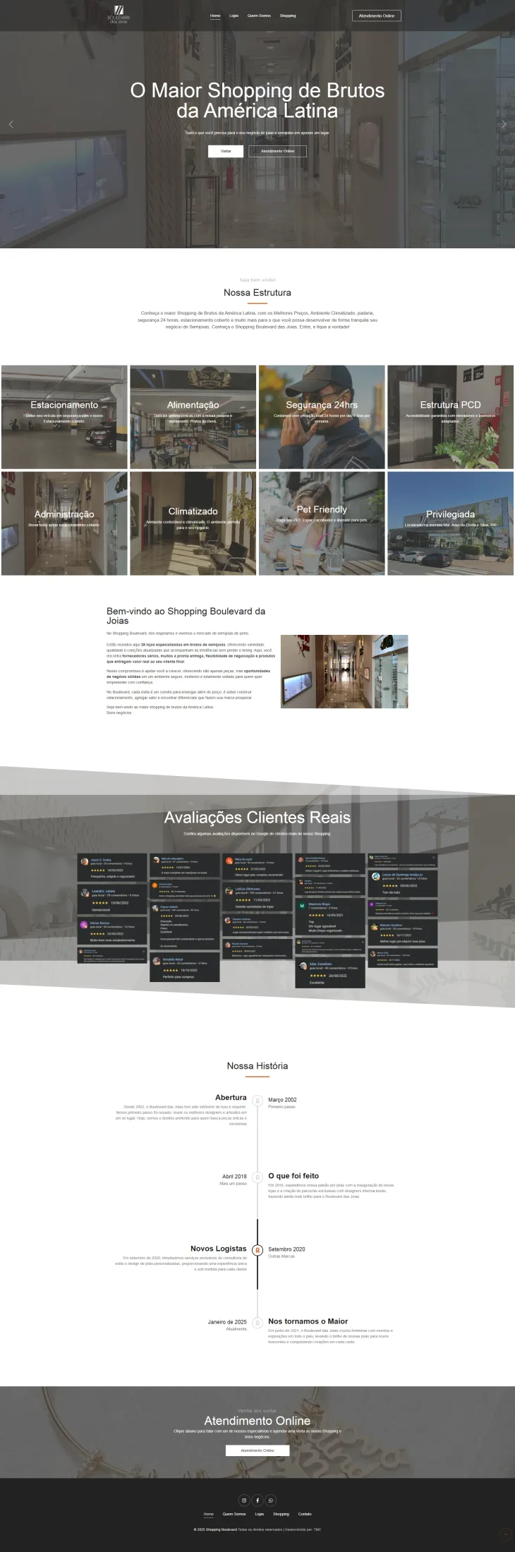 Site institucional do Shopping Boulevard, cliente da TMC